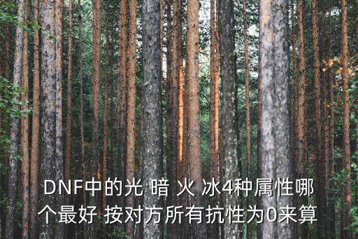 DNF中的光 暗 火 冰4种属性哪个最好 按对方所有抗性为0来算