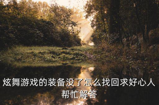 炫舞游戏的装备没了怎么找回求好心人帮忙解答