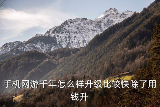 手机网游千年怎么样升级比较快除了用钱升