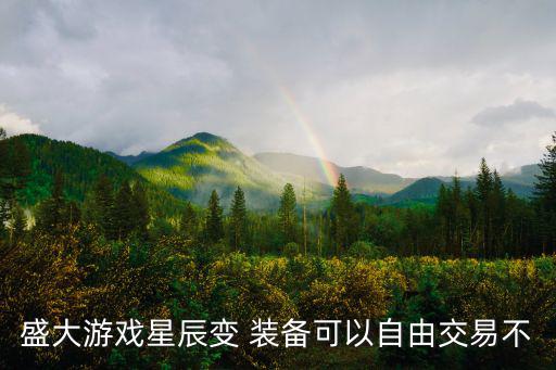 盛大游戏星辰变 装备可以自由交易不