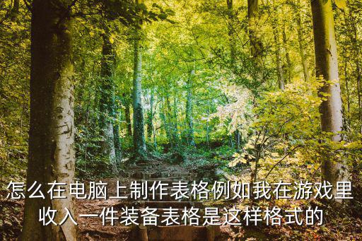 游戏装备提升价格表格怎么做，怎么在电脑上制作表格例如我在游戏里收入一件装备表格是这样格式的