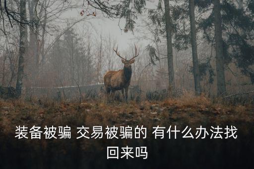 卖游戏装备被骗了怎么解决，装备被骗怎么找回