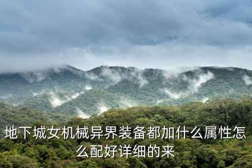 地下城女机械异界装备都加什么属性怎么配好详细的来