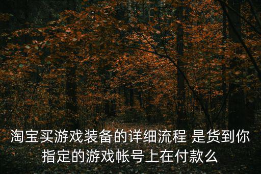 淘宝买游戏装备的详细流程 是货到你指定的游戏帐号上在付款么