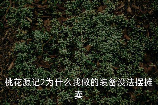 桃花源记2为什么我做的装备没法摆摊卖