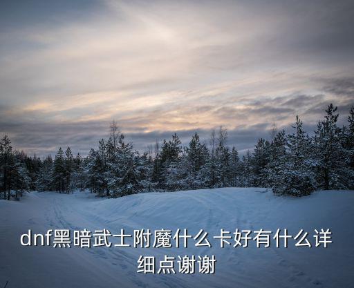 dnf黑暗武士附魔什么卡好有什么详细点谢谢