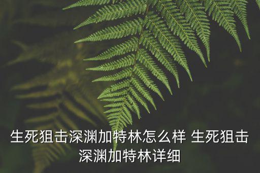 生死狙击深渊加特林怎么样 生死狙击深渊加特林详细