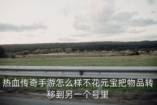 热血传奇手游怎么样不花元宝把物品转移到另一个号里