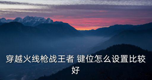 穿越火线枪战王者 键位怎么设置比较好
