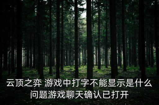 手游云顶打不了中文怎么办，云顶之弈 游戏中打字不能显示是什么问题游戏聊天确认已打开