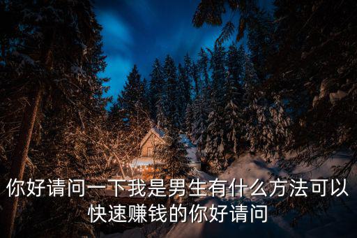 你好请问一下我是男生有什么方法可以快速赚钱的你好请问