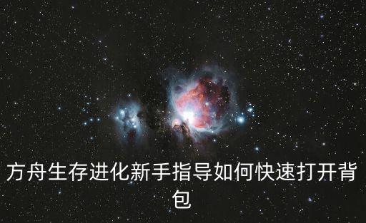 方舟生存进化新手指导如何快速打开背包