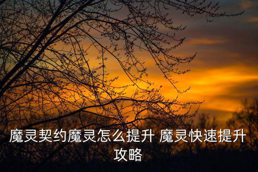 魔灵契约魔灵怎么提升 魔灵快速提升攻略