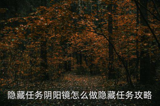 隐藏任务阴阳镜怎么做隐藏任务攻略