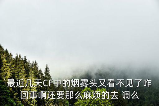 cf手游烟雾怎么没了，最近几天CF中的烟雾头又看不见了咋回事啊还要那么麻烦的去 调么