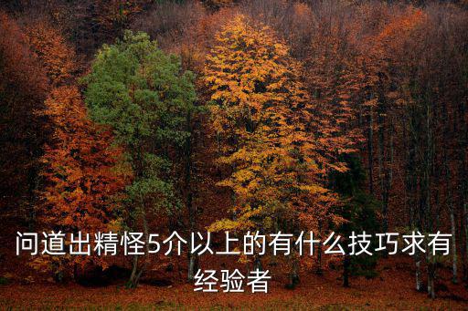 问道出精怪5介以上的有什么技巧求有经验者
