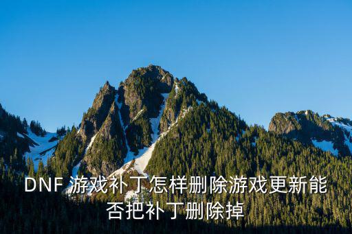 DNF 游戏补丁怎样删除游戏更新能否把补丁删除掉