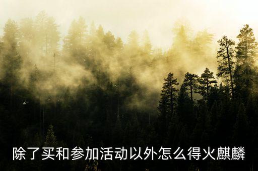 除了买和参加活动以外怎么得火麒麟