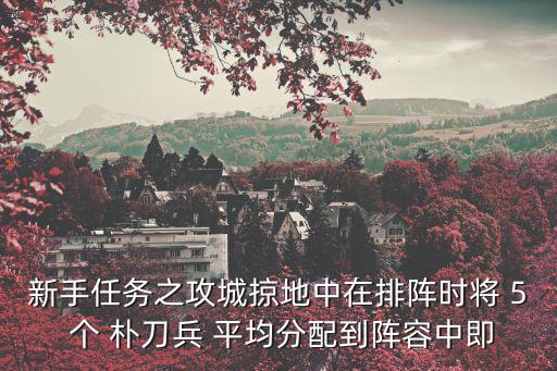 新手任务之攻城掠地中在排阵时将 5 个 朴刀兵 平均分配到阵容中即