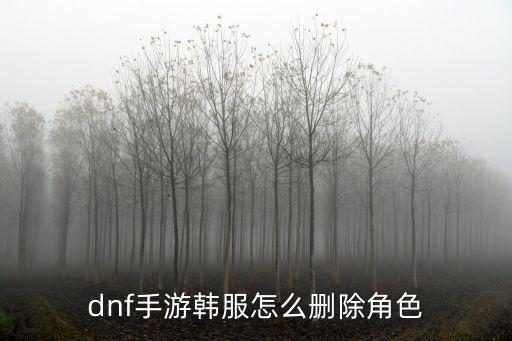 dnf手游韩服怎么删除角色