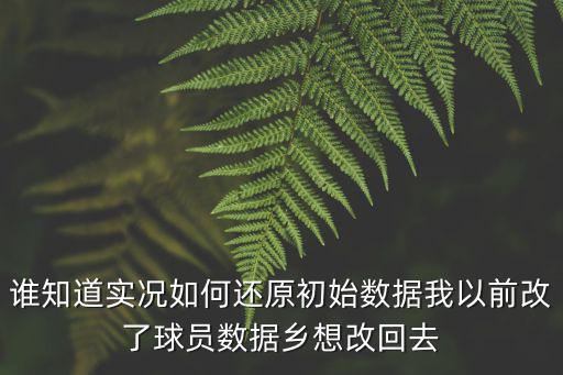 谁知道实况如何还原初始数据我以前改了球员数据乡想改回去