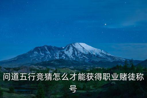 问道五行竞猜怎么才能获得职业赌徒称号