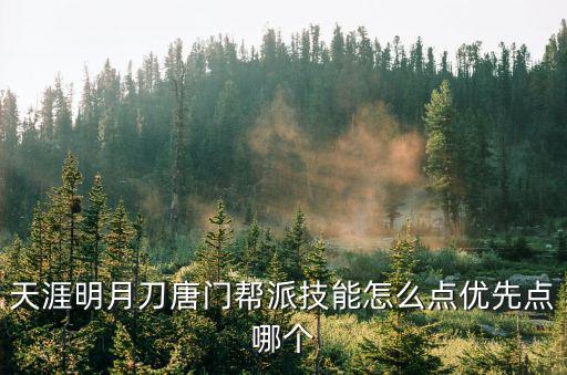 天涯明月刀唐门帮派技能怎么点优先点哪个