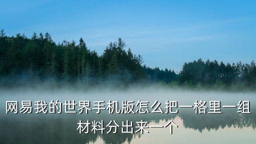 手游我的世界物品怎么分组，网易我的世界手机版怎么把一格里一组材料分出来一个