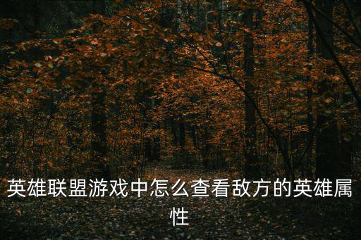 联盟手游怎么查看英雄属性，英雄联盟游戏中怎么查看敌方的英雄属性
