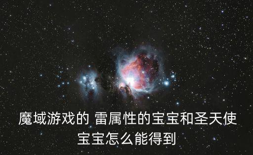 魔域游戏的 雷属性的宝宝和圣天使宝宝怎么能得到