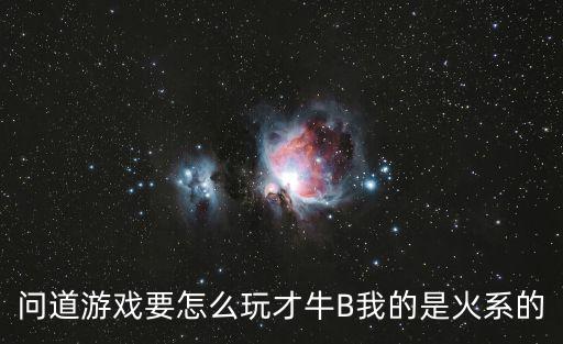 问道游戏要怎么玩才牛B我的是火系的