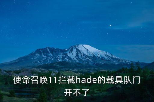 使命召唤11拦截hade的载具队门开不了