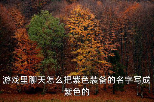游戏里聊天怎么把紫色装备的名字写成紫色的