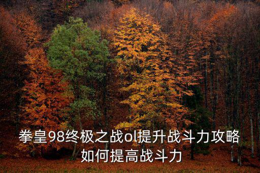 拳皇98终极之战ol提升战斗力攻略 如何提高战斗力
