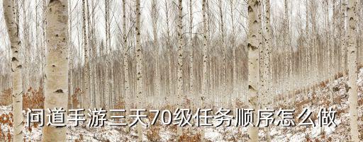 问道手游三天70级任务顺序怎么做