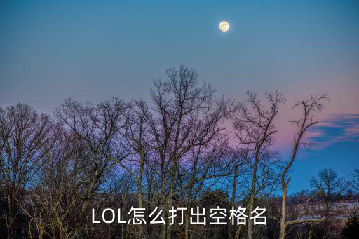 2022年LOL手游空白名怎么打，LOL怎么打出空格名