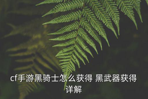 cf手游黑骑士怎么获得 黑武器获得详解