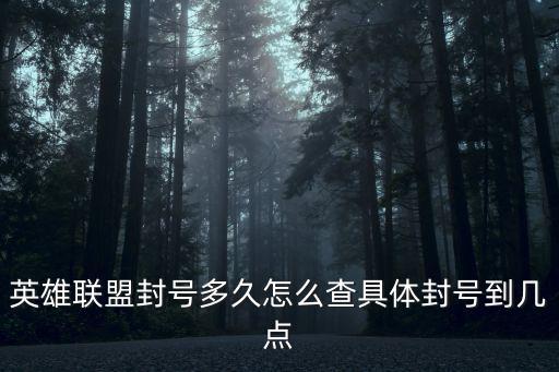 英雄联盟封号多久怎么查具体封号到几点