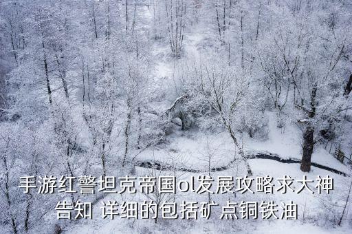 红警手游ol怎么传承，手游红警坦克帝国ol发展攻略求大神告知 详细的包括矿点铜铁油