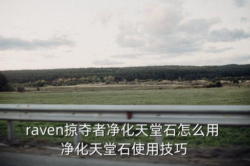 raven掠夺者净化天堂石怎么用 净化天堂石使用技巧