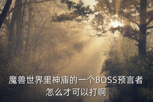 魔兽世界里神庙的一个BOSS预言者怎么才可以打啊