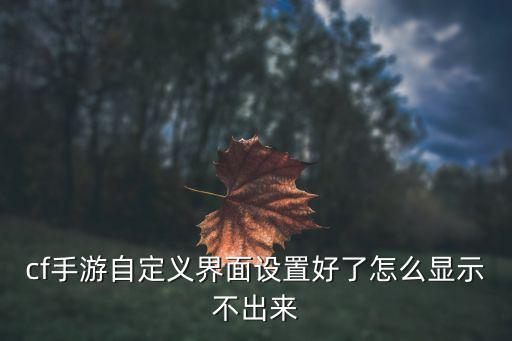 cf手游柔倾天下怎么搜索不到了，cf手游自定义界面设置好了怎么显示不出来