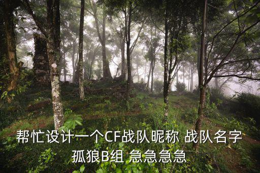 帮忙设计一个CF战队昵称 战队名字孤狼B组 急急急急