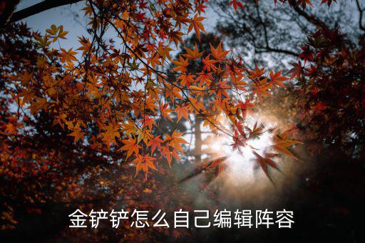 金铲铲怎么自己编辑阵容