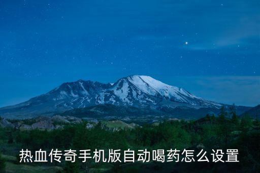 热血传奇手机版自动喝药怎么设置