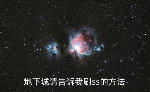 地下城请告诉我刷ss的方法