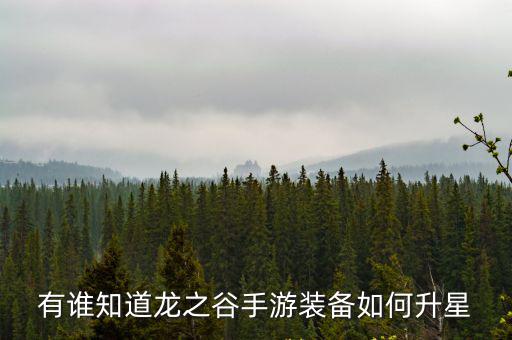 有谁知道龙之谷手游装备如何升星