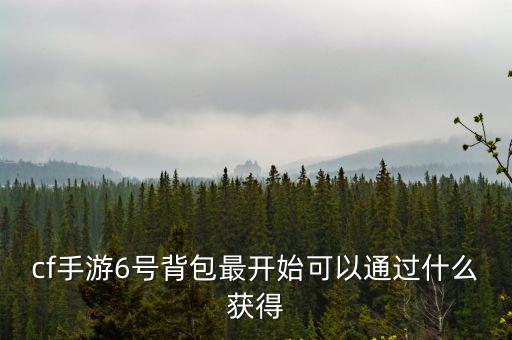 cf手游6号背包最开始可以通过什么获得