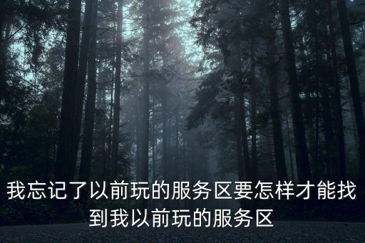 我忘记了以前玩的服务区要怎样才能找到我以前玩的服务区