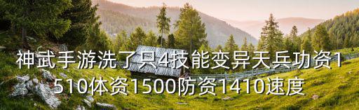 神武手游洗了只4技能变异天兵功资1510体资1500防资1410速度